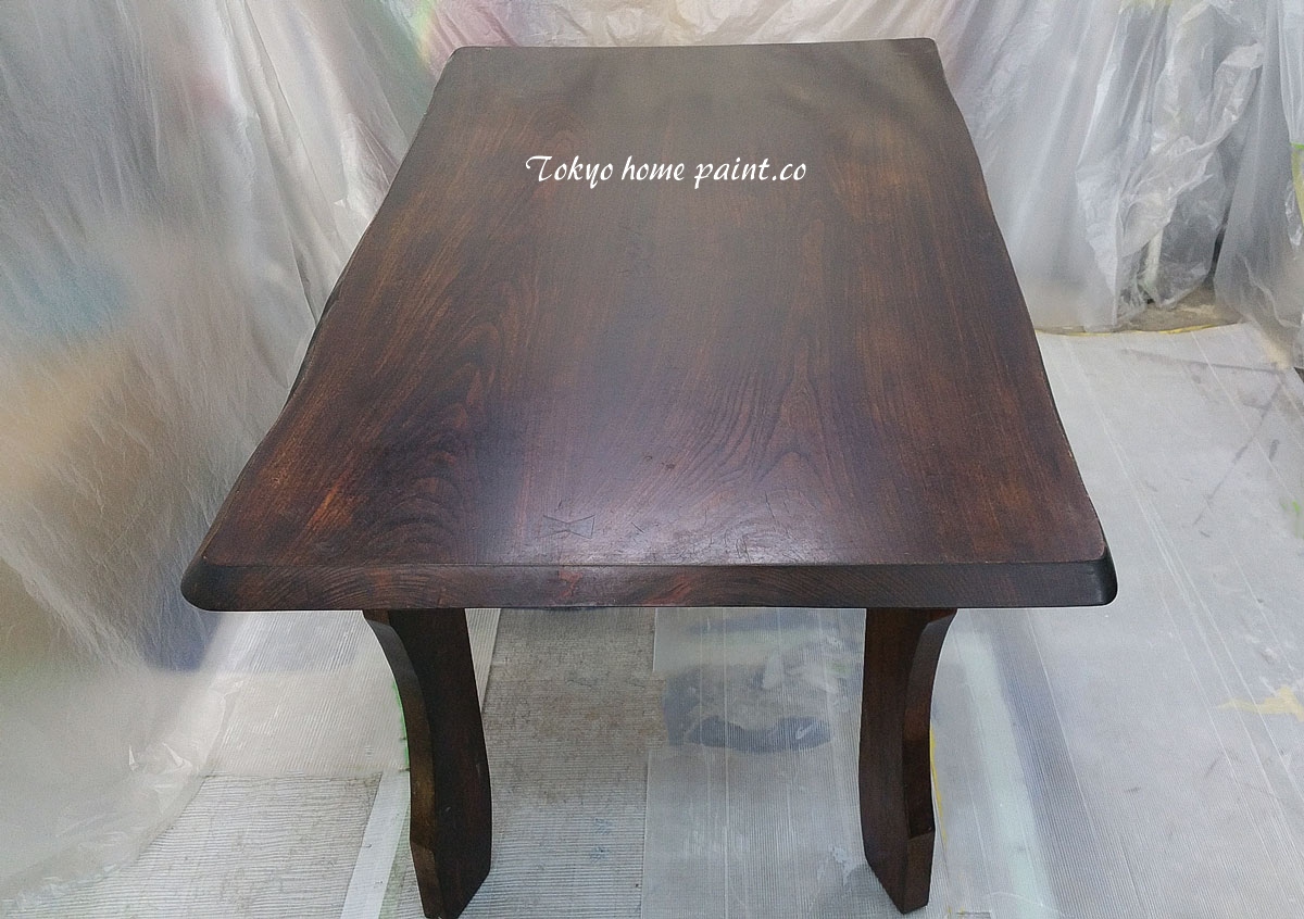 テーブル塗装前 無垢材テーブル 施工前 全体