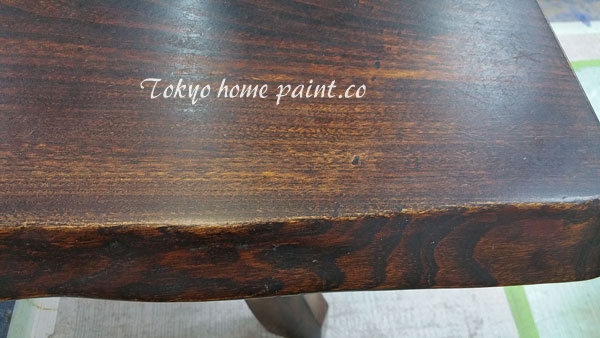 無垢材テーブル 天板の劣化部分アップ-02