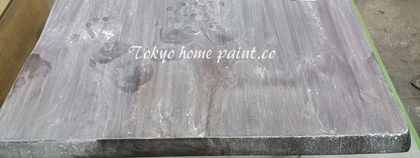 無垢材テーブル 天板・サンディング作業