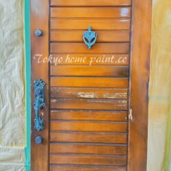 高井戸、木製玄関ドア塗装、ヤマハ製ドア、工事前