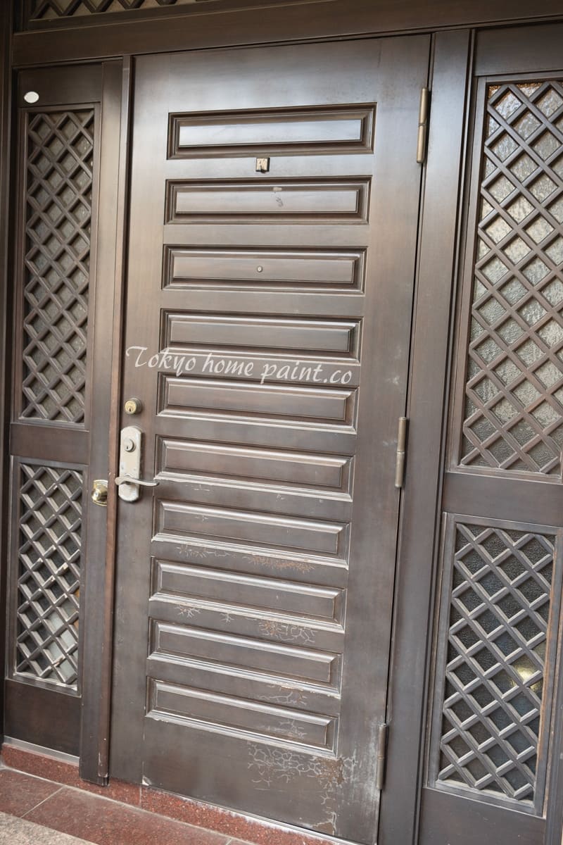 木製玄関ドアの塗装/世田谷区工事前