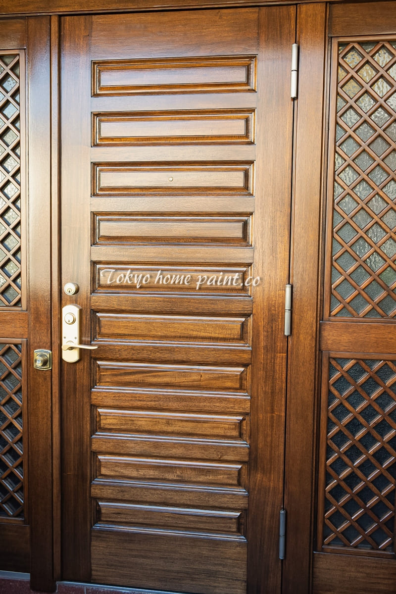 木製玄関ドアの塗装/世田谷区仕上げ