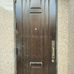 世田谷区木製玄関ドア塗装工事前_2