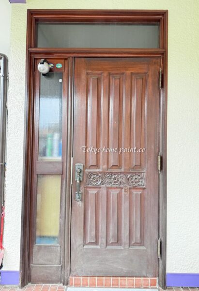 木製ヤマハ玄関ドア塗装.埼玉県
