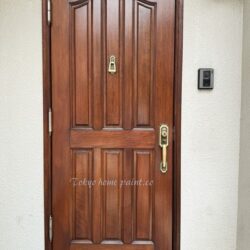 木製玄関ドア塗装/座間市・ヤマハ製玄関ドア・ウレタン仕上げ