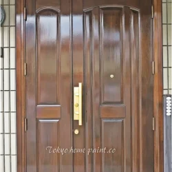 木製玄関ドア塗装ヤマハ製多摩市｜ウレタン塗装仕上げ