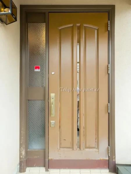 木製玄関ドア塗装(中野区)施工前の状態